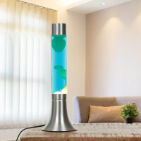 Lampe &agrave; Lave Design Bleu Cire Blanc 38cm de haut...