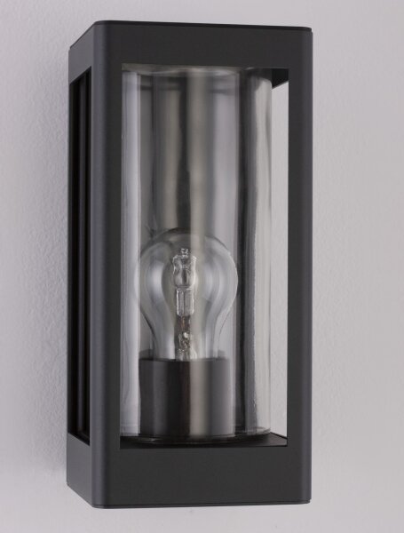 Außenwandleuchte IP54 E27 24 cm hoch Dunkelgrau Glas Modern