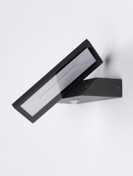 LED Außenwandleuchte IP65 18 cm breit Anthrazit Glas BEALE