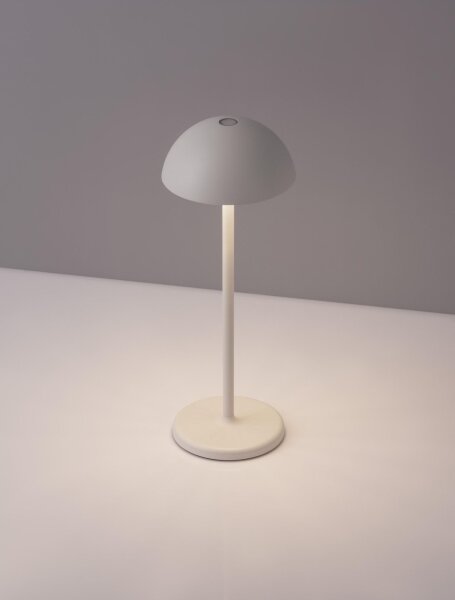 LED Tischlampe außen Weiß 32 cm hoch IP54 Akku Touch Dimmer