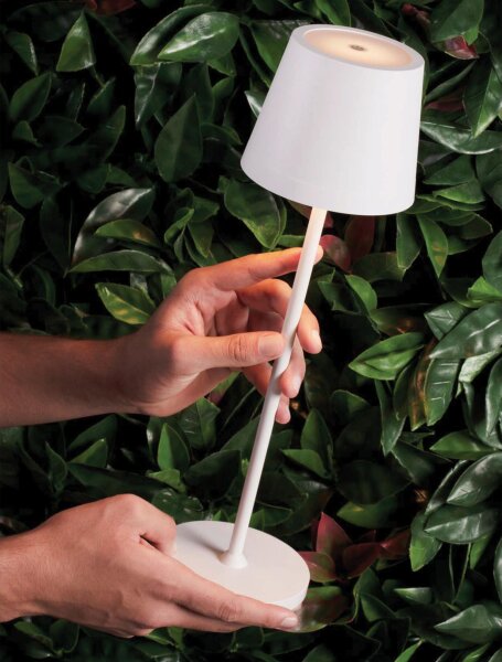 Akku Tischlampe LED IP54 40 cm hoch Weiß Touch Dimmer BEXLEY