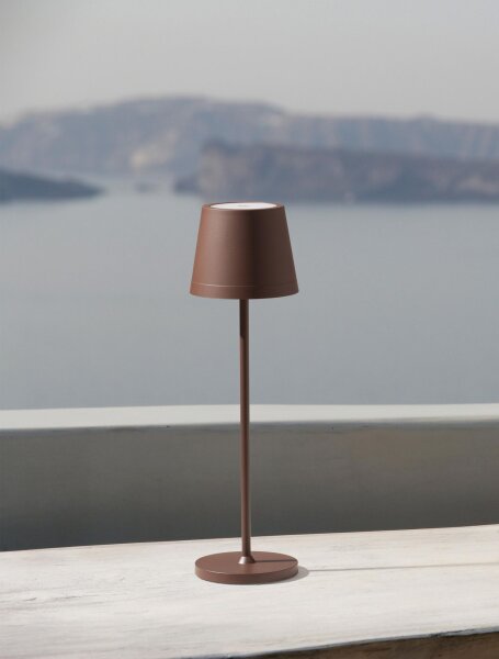 LED Gartenlampe IP54 Akku Braun 40 cm hoch Touch Dimmer