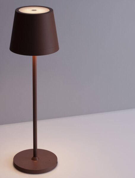 LED Gartenlampe IP54 Akku Braun 40 cm hoch Touch Dimmer