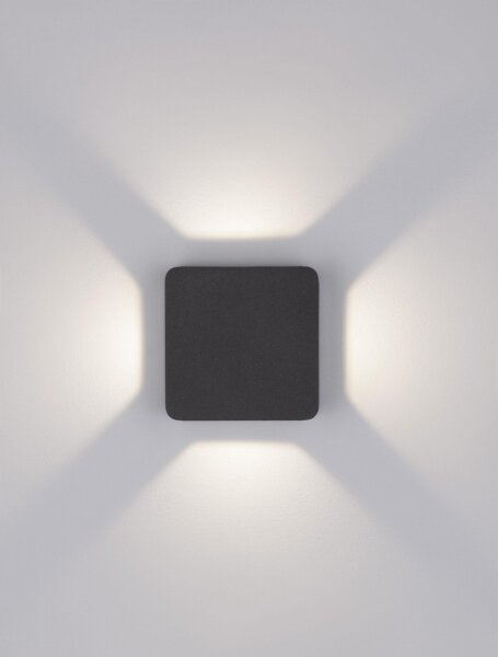 LED Außenwandleuchte flach IP65 11 cm breit Anthrazit 188 lm