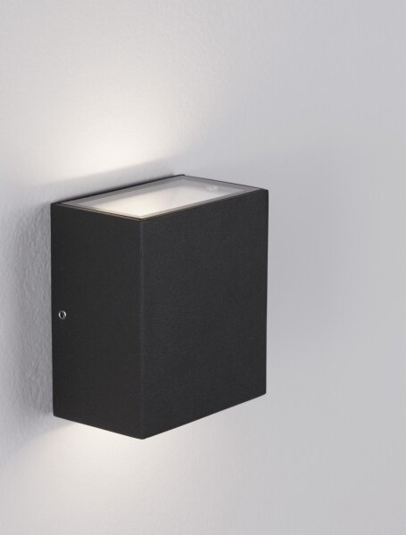 LED Außenwandleuchte flach IP65 10,2 cm hoch Anthrazit Glas