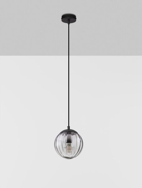 Pendelleuchte rund E27 Ø 17 cm Schwarz Grau höhenverstellbar