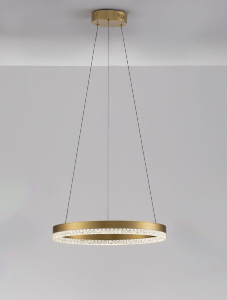 LED Pendelleuchte in Gold Ø 40 cm dimmbar Ring warmweiß