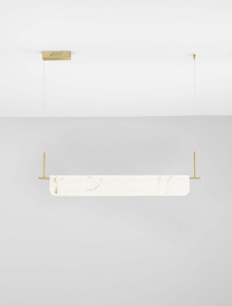 LED Hängelampe in Gold Creme 60 cm lang dimmbar warmweiß