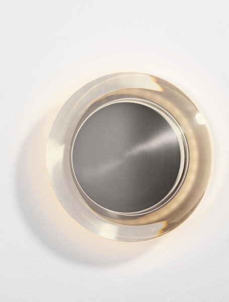 LED Wandleuchte in Nickel 17 cm breit Ring warmweiß Modern