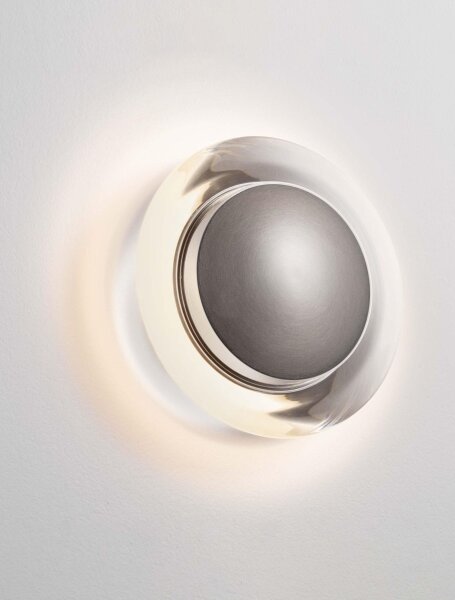 LED Wandleuchte in Nickel 17 cm breit Ring warmweiß Modern