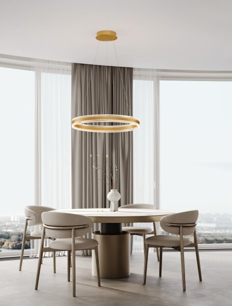 LED Pendelleuchte in Gold Ø 60 cm dimmbar Ring warmweiß CODY