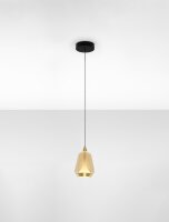 LED Pendelleuchte 12 cm breit in Schwarz Gold Glas...