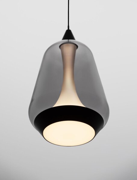 LED Hängelampe Schwarz 12 cm breit Glas warmweiß COLLINS