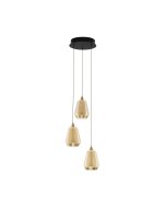 LED H&auml;ngeleuchte in Schwarz Gold 28 cm breit dimmbar...