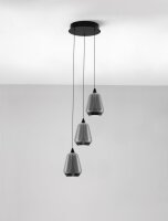 LED Pendelleuchte Glas Schwarz 28 cm breit dimmbar 3 flammig