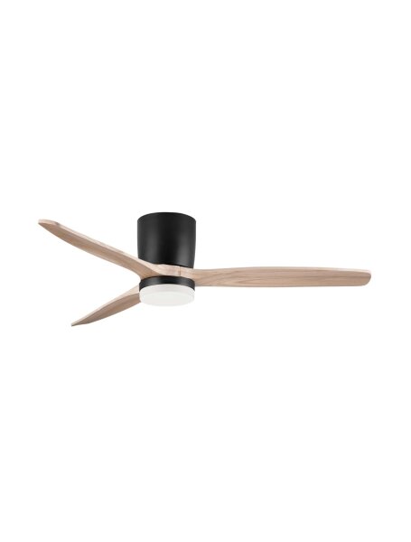 LED Deckenventilator mit Licht Schwarz Natur Holz Ø 132 cm