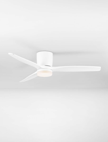 LED Deckenleuchte Ventilator Weiß Holz Ø 132 cm 6 Stufen