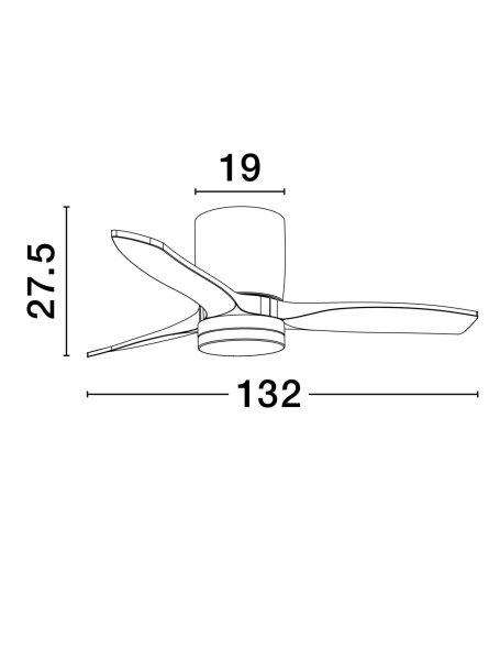 LED Deckenleuchte Ventilator Weiß Holz Ø 132 cm 6 Stufen