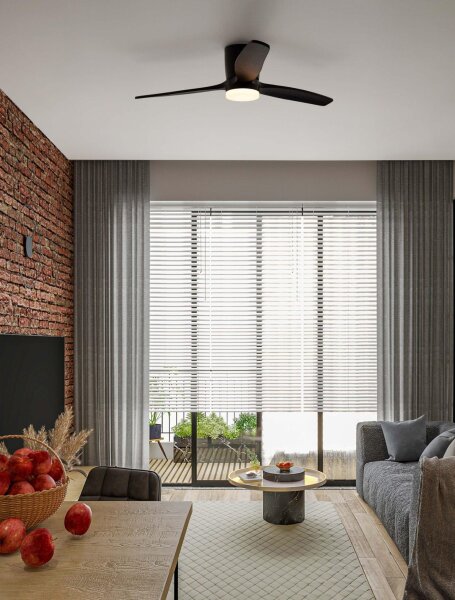 LED Deckenventilator Schwarz Holz Ø 132 cm Fernbedienung