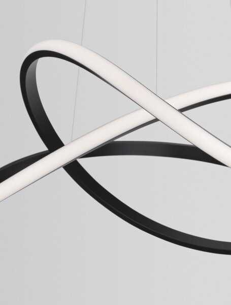 LED Pendelleuchte 56 cm breit Schwarz höhenverstellbar