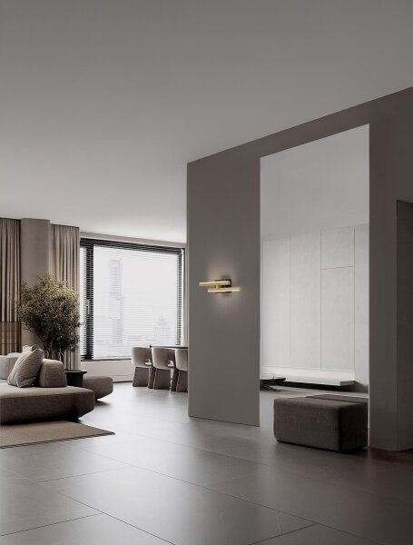 LED Wandleuchte in Schwarz Gold 54 cm breit dimmbar flach