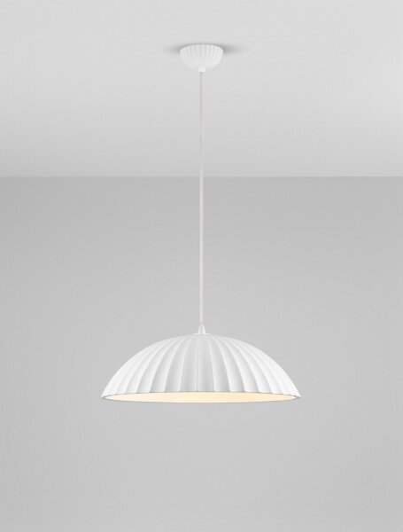 Hängelampe Weiß Ø 50 cm E27 Beton Metall rund DAMON Modern