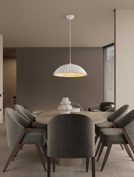 Hängelampe Weiß Ø 50 cm E27 Beton Metall rund DAMON Modern