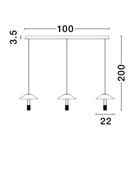 LED Pendelleuchte Up Down 100 cm lang Schwarz Weiß 3 flammig