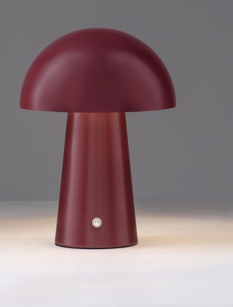 LED Nachttischlampe Akku 22 cm Rot Touch Dimmer warmweiß