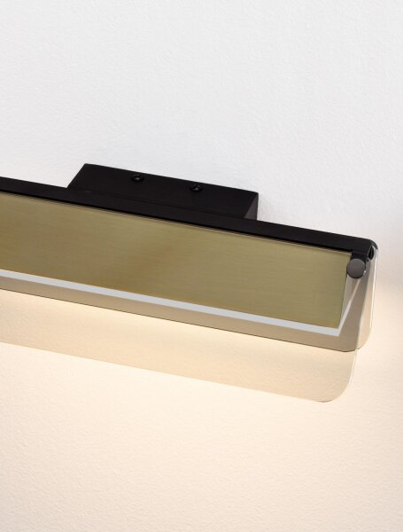 LED Wandlampe 30 cm breit in Schwarz Gold Glas warmweiß