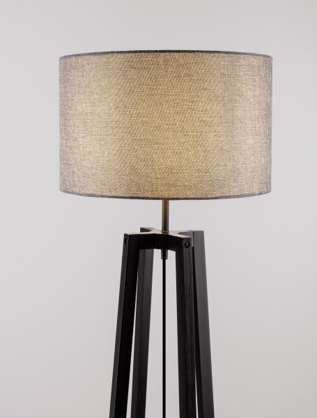 Stehlampe E27 153 cm Schwarz Grau Holz Stoffschirm Modern