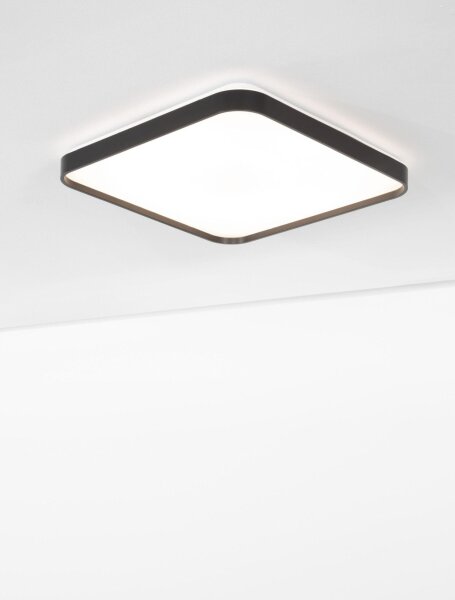 LED Deckenlampe flach 48 cm breit Schwarz Weiß warmweiß