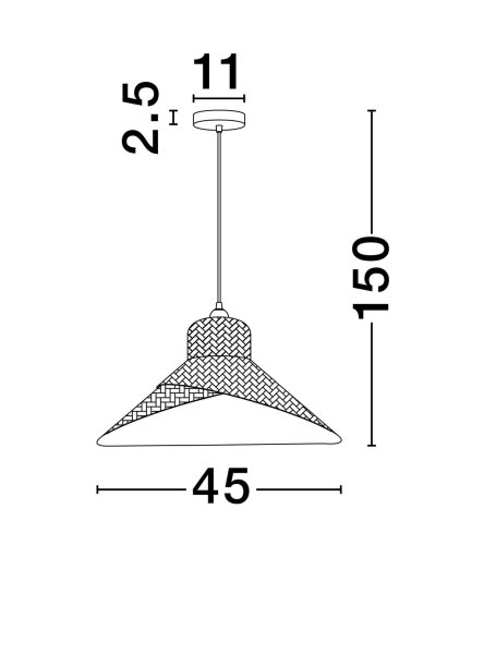 Pendelleuchte E27 Ø 61 cm Schwarz Natur höhenverstellbar