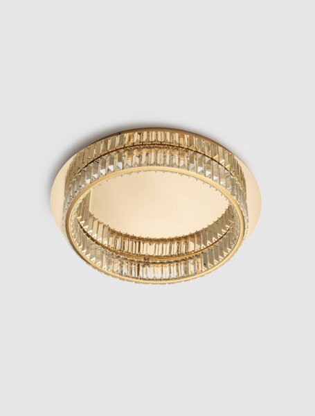 LED Deckenlampe rund Ø 50 cm dimmbar Kristall in Gold
