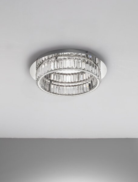 LED Deckenleuchte in Chrom Ø 50 cm dimmbar Kristall Modern