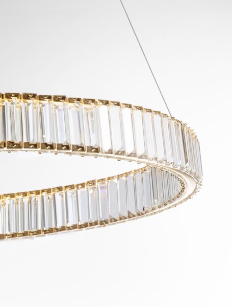 LED Kronleuchter Ring Ø 80 cm in Gold dimmbar Kristall