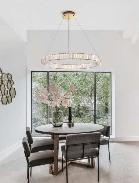 LED Kronleuchter Ring Ø 80 cm in Gold dimmbar Kristall