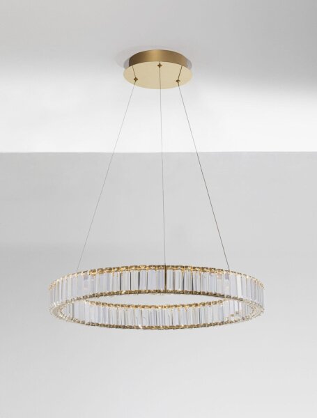 LED Hängelampe Ring Ø 60 cm in Gold dimmbar höhenverstellbar