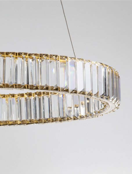 LED Hängelampe Ring Ø 60 cm in Gold dimmbar höhenverstellbar