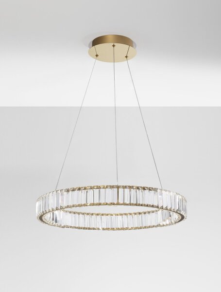 LED Hängelampe Ring Ø 60 cm in Gold dimmbar höhenverstellbar