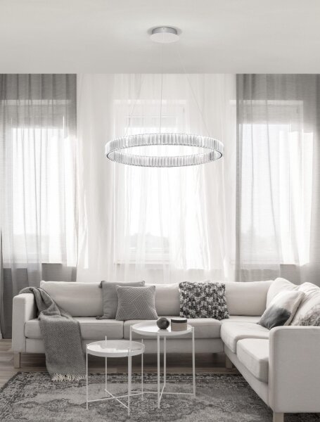 LED Pendelleuchte in Chrom Ø 80 cm dimmbar höhenverstellbar