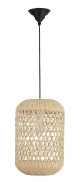 H&auml;ngelampe Boho Schwarz Beige 24 cm breit E27 Rattan...