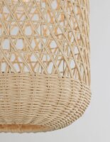 Hängelampe Boho Schwarz Beige 24 cm breit E27 Rattan...