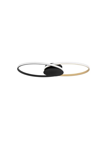 LED Deckenlampe Ring 70 cm lang in Schwarz Gold dimmbar