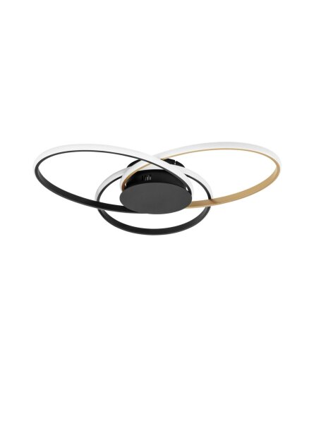 LED Deckenleuchte in Schwarz Gold 64 cm lang dimmbar Ring