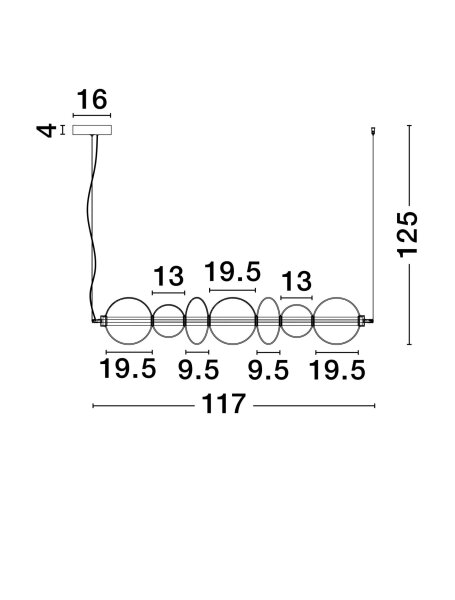 LED Pendelleuchte 117 cm lang Schwarz Grau dimmbar Rauchglas