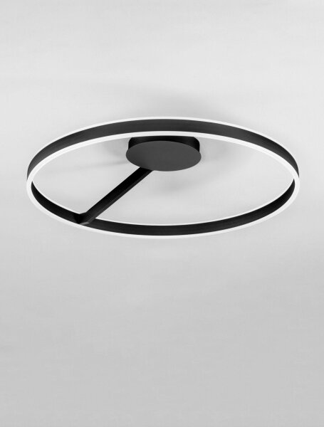 LED Deckenleuchte Schwarz Ø 80 cm dimmbar rund Farbwechsel