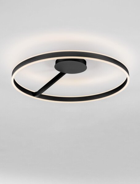 LED Deckenleuchte Schwarz Ø 80 cm dimmbar rund Farbwechsel