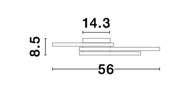 LED Deckenleuchte Schwarz 56 cm breit flach 3 flammig Modern