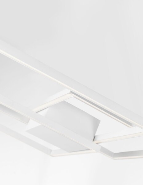 LED Deckenlampe 56 cm breit Weiß flach 3 flammig warmweiß